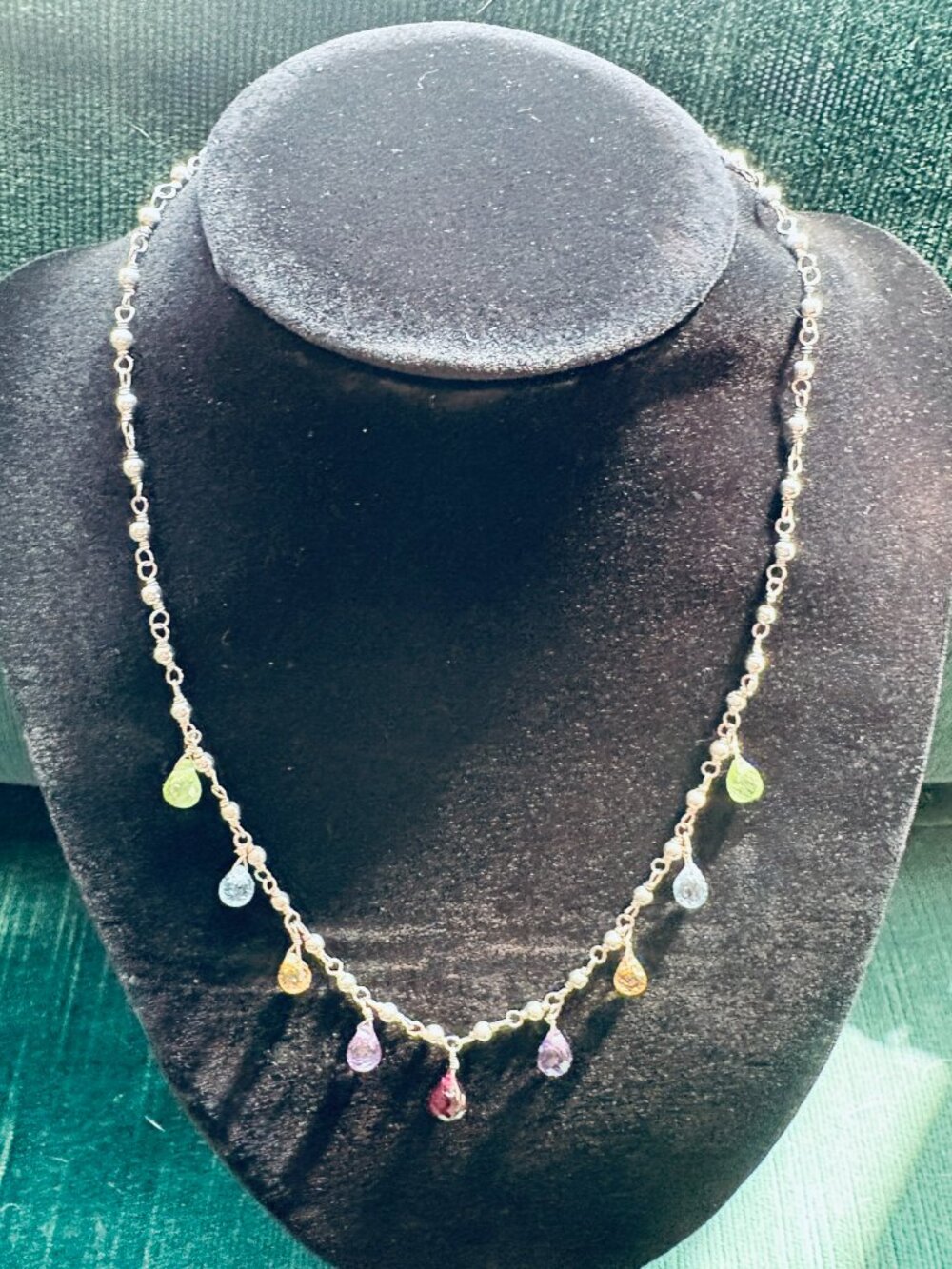 Pretty Multi Color Stone Silver 925 Necklace
